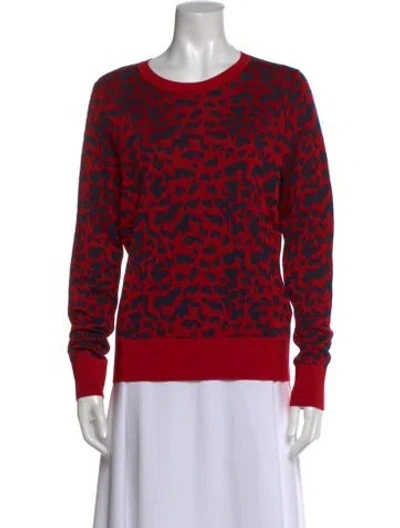 Pre-owned Hugo Boss Animal Print Crew Neck Sweater In Red