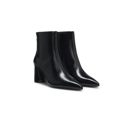 Hugo Boss Ankle Boots In Leather With Embossed Logo In Black