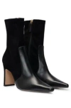 Hugo Boss Ankle Boots In Suede And Leather With Side Zip In Black