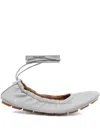 Hugo Boss Nappa-leather Ballerina Pumps With Double B Monogram In Multi