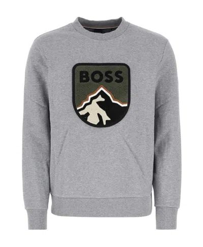 Hugo Boss Appliqué-detail Cotton Sweatshirt In Black