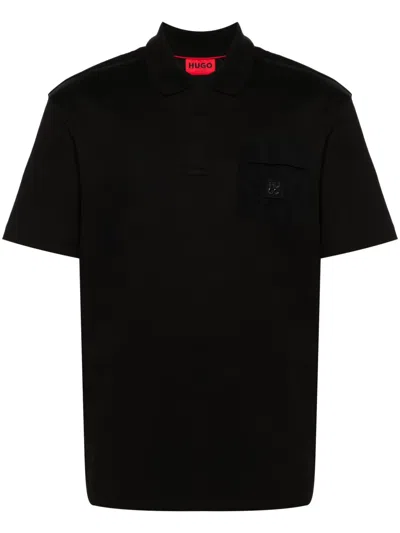 Hugo Boss Appliqué-logo Cotton Polo Shirt In Black