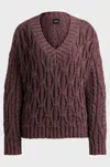 Hugo Boss V-neck Sweater With Structured Knit In Teal
