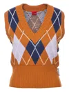 Hugo Boss Argyle-knit Vest In Orange