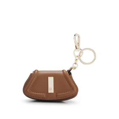 Hugo Boss Ariell Key Ring With Gold-tone Hardware In Brown