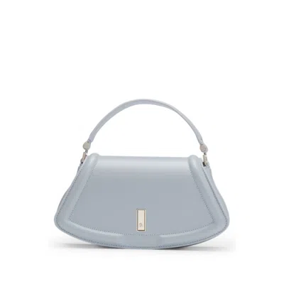 Hugo Boss Ariell Leather Shoulder Bag With Double B Monogram Hardware In Grey