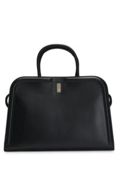 Hugo Boss Ariell Leather Tote Bag With Detachable Pouch In Black