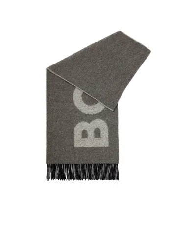 Hugo Boss Armin Jacquard Logo Scarf In Black