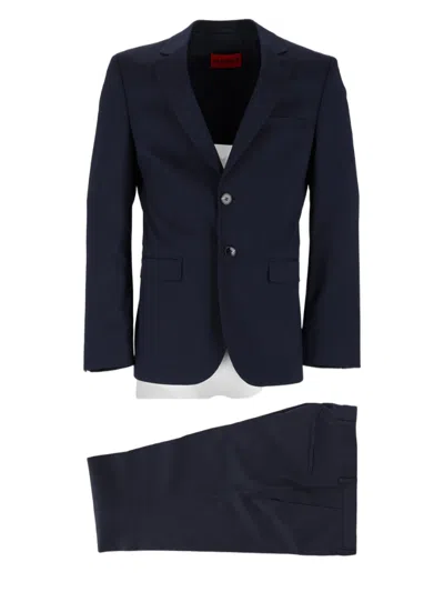 Hugo Boss Arti-hesten Tailored Polyester-wool Blend Suit In Blue