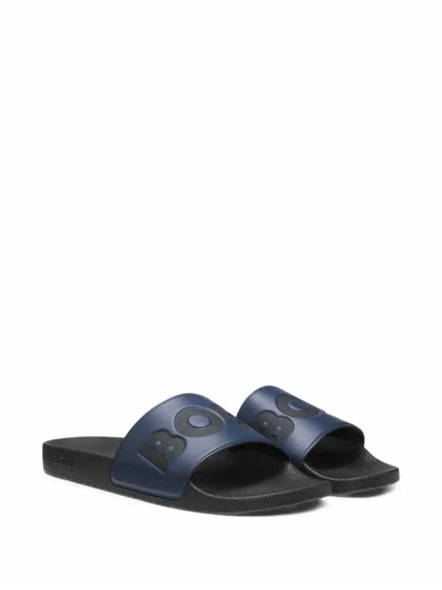 Hugo Boss Aryeh Logo-embossed Slides In Blue