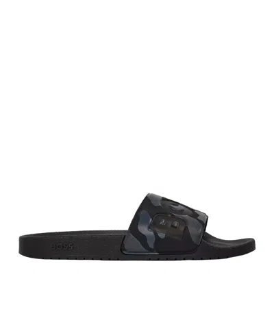 Hugo Boss Aryeh Sliders, Comfy Footbed Sandals In Animal Print