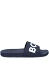 Hugo Boss Italian-made Slides With Raised Logo In 蓝色