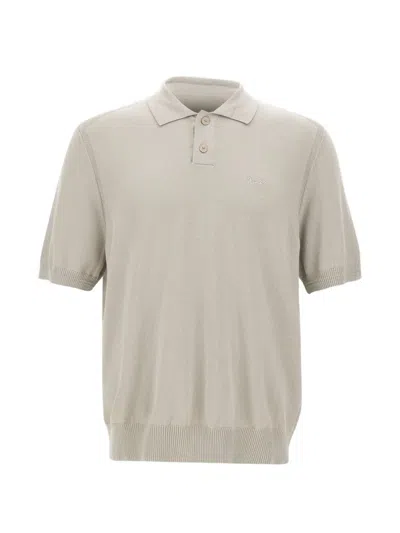 Hugo Boss Asac Embroidered-logo Polo Shirt In Neutral