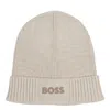 Hugo Boss Asic Logo Printed Beanie In Beige