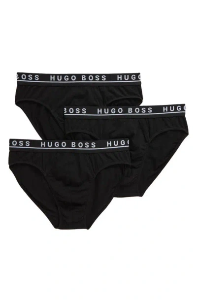 Hugo Boss Assorted 3-pack Stretch Cotton Briefs In Black