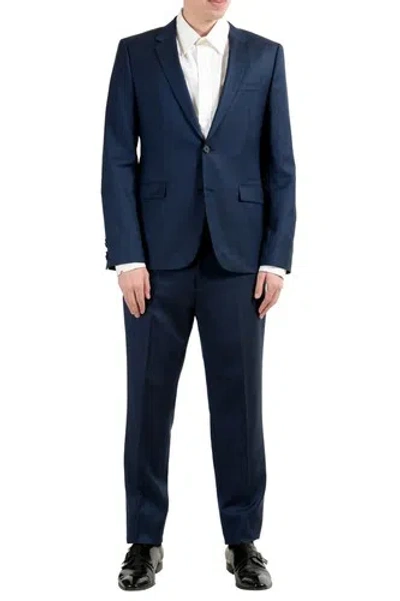 Pre-owned Hugo Boss "astian/hets" Men's 100% Wool Extra Slim Blue Two Button Suit