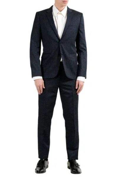 Pre-owned Hugo Boss "astian/hets" Men's Wool Plaid Two Button Suit In Multicolor