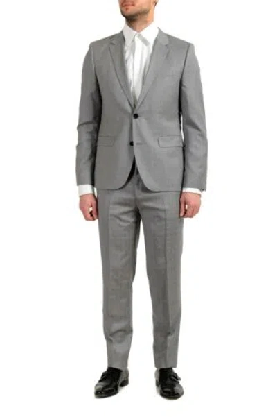 Pre-owned Hugo Boss "astian/hets182" Men's 100% Wool Extra Slim Gray Two Button Suit