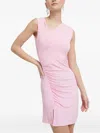 Hugo Boss Asymmetric Logo-detail Mini Dress In Pink