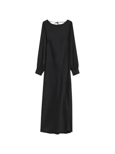 Hugo Boss Asymmetric Long-sleeve Midi Dress In Black
