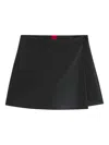 Hugo Boss Wrap-front Mini Skort In Faux Leather In Black