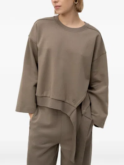Hugo Boss Asymmetric-hem Sweater In Brown