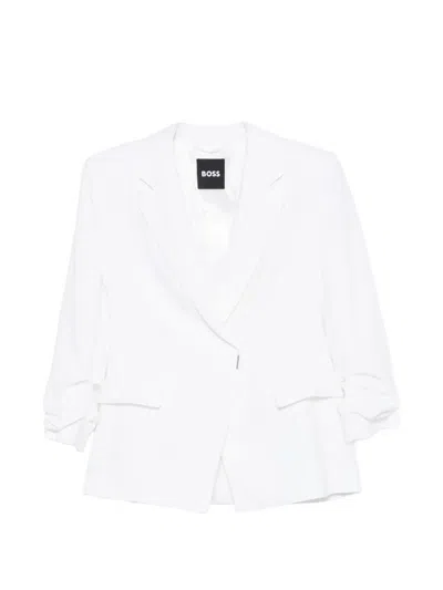 Hugo Boss Asymmetric-sleeve Jacket In White