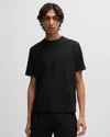 Hugo Boss Austin Mens Waffle-structured Pyjama T-shirt With Embroidered Logo