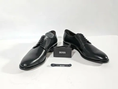 Pre-owned Hugo Boss Authentic  Dress Shoes Bristol Derb Us 7 Handcrafted Made In Italy In Black