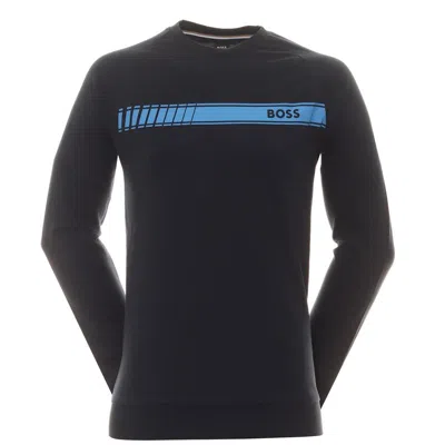 Hugo Boss Authentic Logo Pullover Cotton Sweatshirt Dark Navy Blue