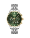 Hugo Boss Multi-link-bracelet Chronograph Watch With Green Dial Men's Watches In Green/silver