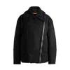 Hugo Boss Aviator-style Jacket In Faux Suede With Faux Shearling In Black