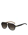 Hugo Boss Men's 59mm Acetate Aviator Sunglasses In Black/brown Gradient