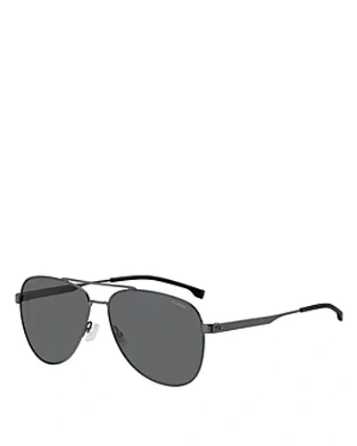 Hugo Boss Men's 60mm Stainless Steel Aviator Sunglasses In Gray/gray Solid