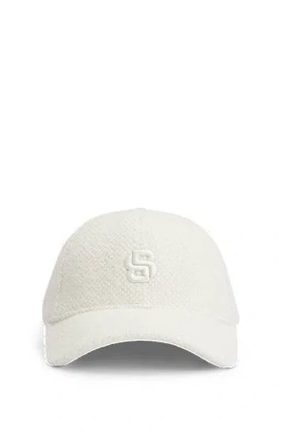 Hugo Boss Womens Open White Logo-embroidered Brushed-texture Woven Baseball Cap