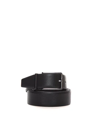 Hugo Boss B-icon-gb35 Belt With Double Buckle In Black