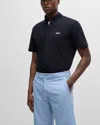 Hugo Boss B Motion Mens Regular-fit Shirt In Knitted Wrinkle-resistant Cotton In Blue
