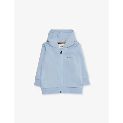 Hugo Boss Persian Blue Baby Boy Brand-print Cotton-blend Jersey Hoodie 9 Months - 3 Year