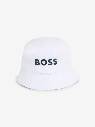 Hugo Boss Kids' Baby Boys Logo Bucket Hat In White