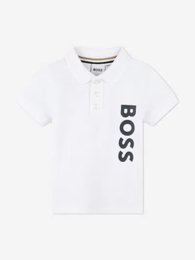 Hugo Boss Baby Boys Logo Print Polo Shirt In White