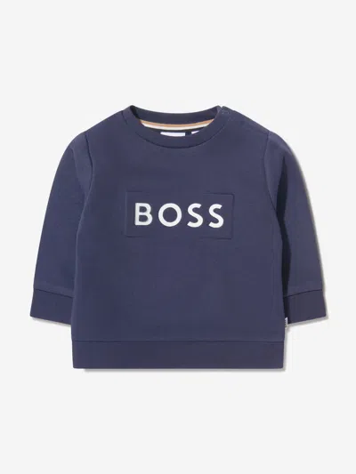 Hugo Boss Baby Boys Logo Print Sweatshirt 12 Mths Blue