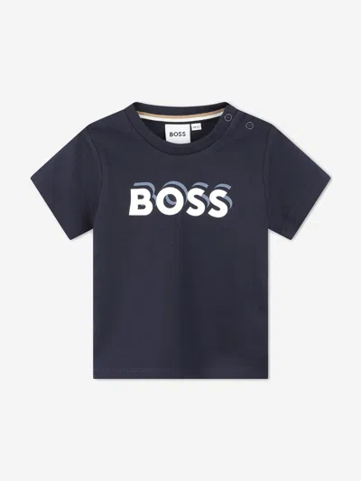 Hugo Boss Baby Boys Logo Print T-shirt In Blue
