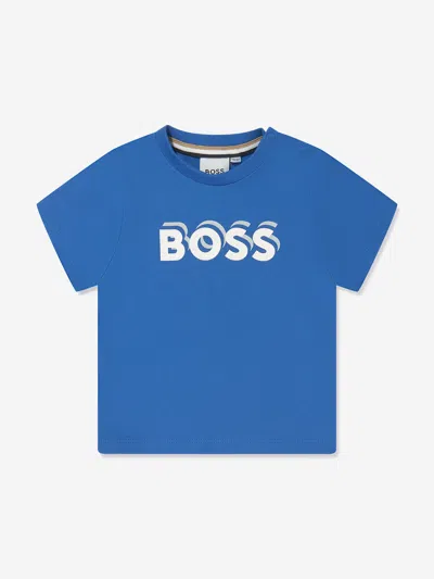 Hugo Boss Babies' Boss Boys Blue Cotton 3d T-shirt