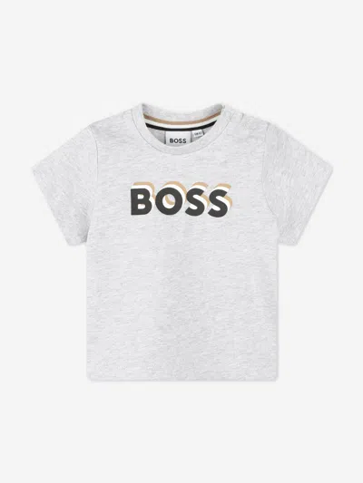 Hugo Boss Baby Boys Logo Print T-shirt In Grey