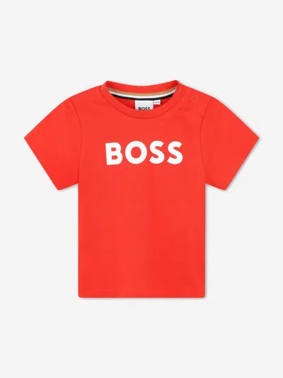 Hugo Boss Baby Boys Logo Print T-shirt In Red