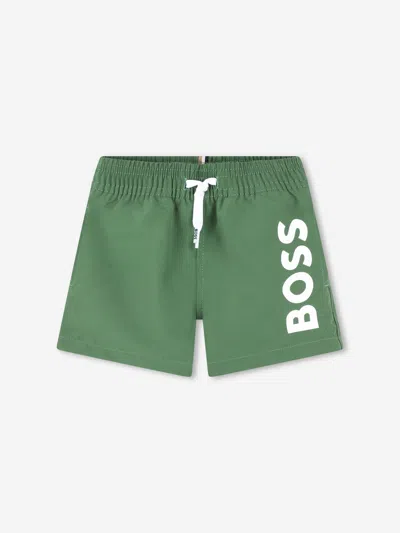 Hugo Boss Baby Boys Logo Swim Shorts In Green