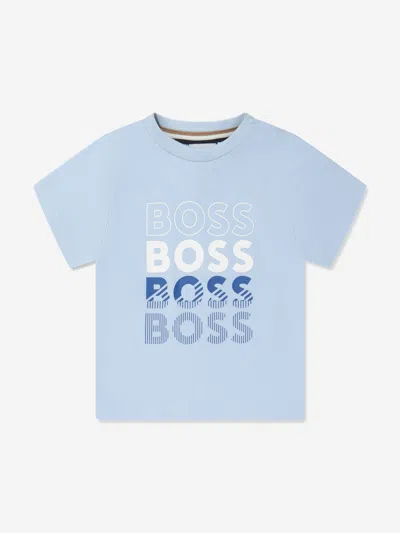 Hugo Boss Baby Boys Multiple Logo T-shirt In Blue