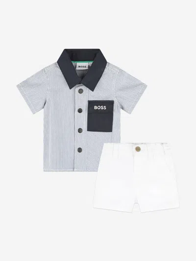 Hugo Boss Baby Boys Shirt And Shorts Gift Set In White