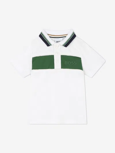 Hugo Boss Baby Boys Striped Logo Polo Shirt In White