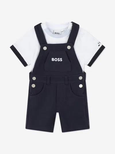 Hugo Boss Baby Boys T-shirt And Dungarees Gift Set In Blue
